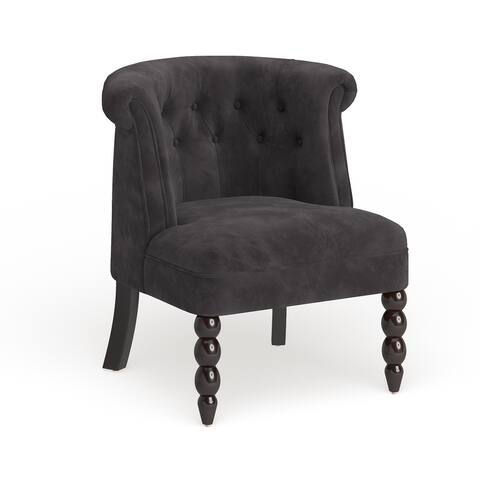 Silver Orchid Heston Victorian Style Contemporary Black Velvet Upholstered Accent Chair