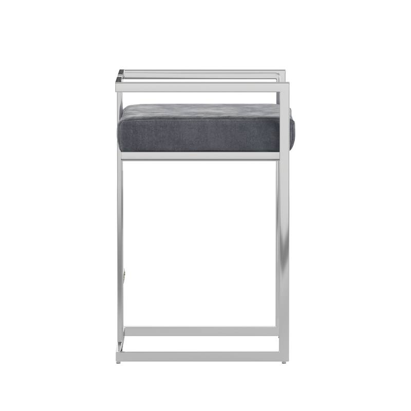 Tanner Velvet Upholstered Chrome Finish Metal Barstool (Set of 2) by iNSPIRE Q Bold