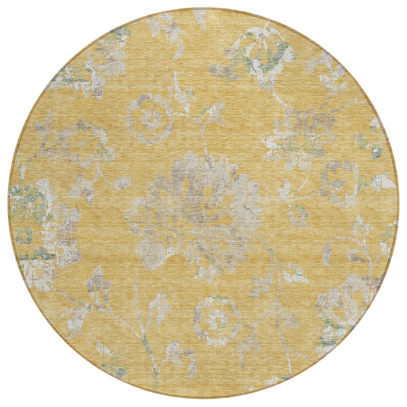 Machine Washable Indoor/ Outdoor Chantille Modern Floral Rug