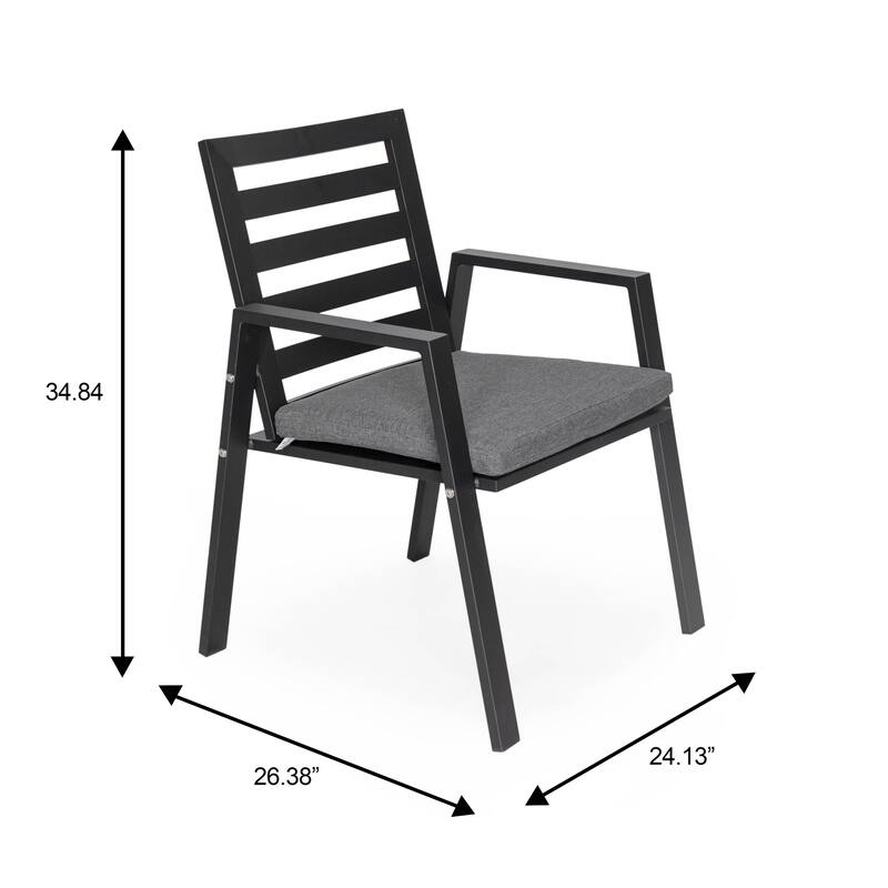 Chelsea 7-Piece Aluminum Outdoor Dining Set 78 in. Rectangular Table and 6 Dining Armchair w/ Cushions - N/A