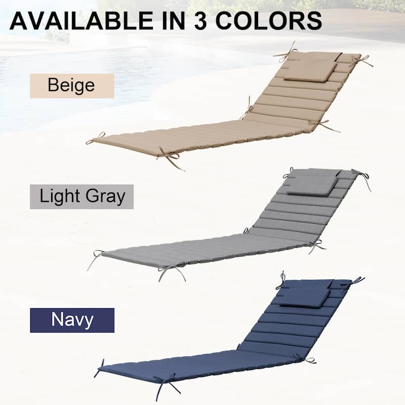 Outdoor Chaise Lounge Cushion Quilted Patio Sun Lounger Pad with Straps