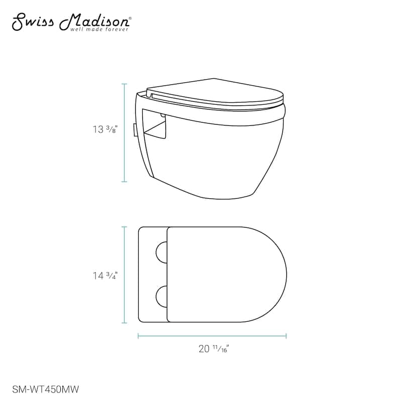 Ivy Wall Hung Elongated Toilet Bowl 0.8/1.28 GPF Dual Flush