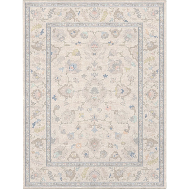 Well Woven Ushak Konya Updated Traditional Pastel Flat-Weave Area Rug
