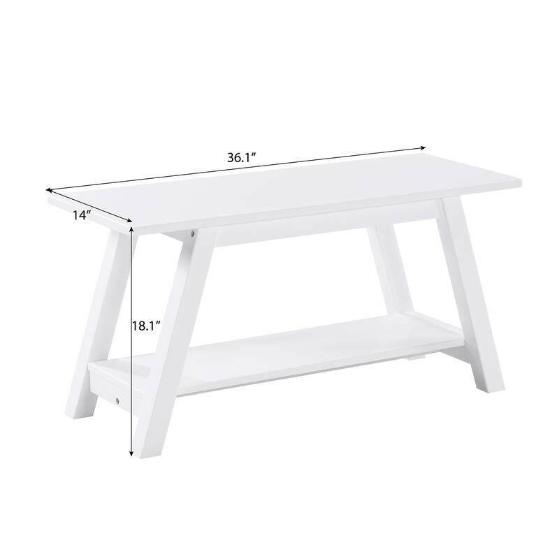 Solid Wood Bench with Shelf