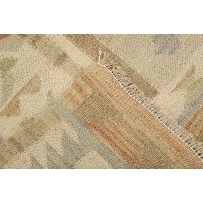Hand Woven Oriental 100% Wool Carpet Southwestern Tribal Beige & Ivories Kilim Area Rug - 4' 11'' X 3' 2''