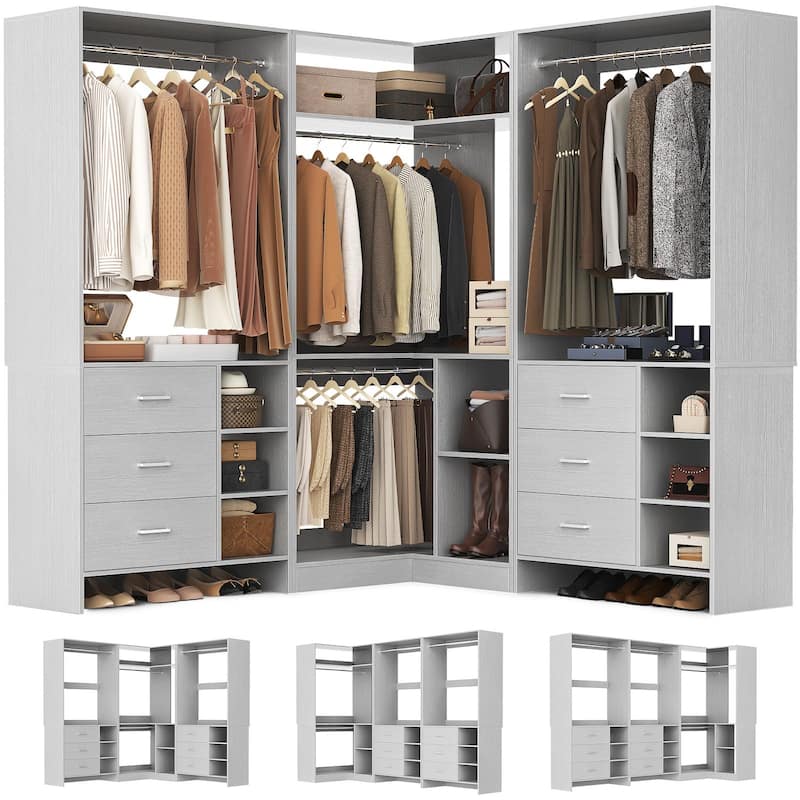 Cimly Set of 3 Freestanding Corner Closet System, Space-saving Closet Organizer for Walk-in/ Reach-in Closet