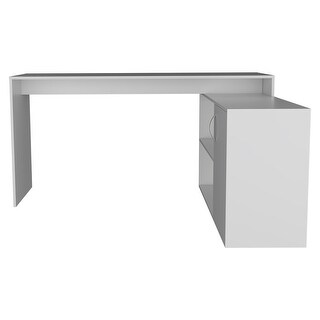 1-Drawer 2-Shelf L-Shaped Office Desk White - Bed Bath & Beyond - 38907930