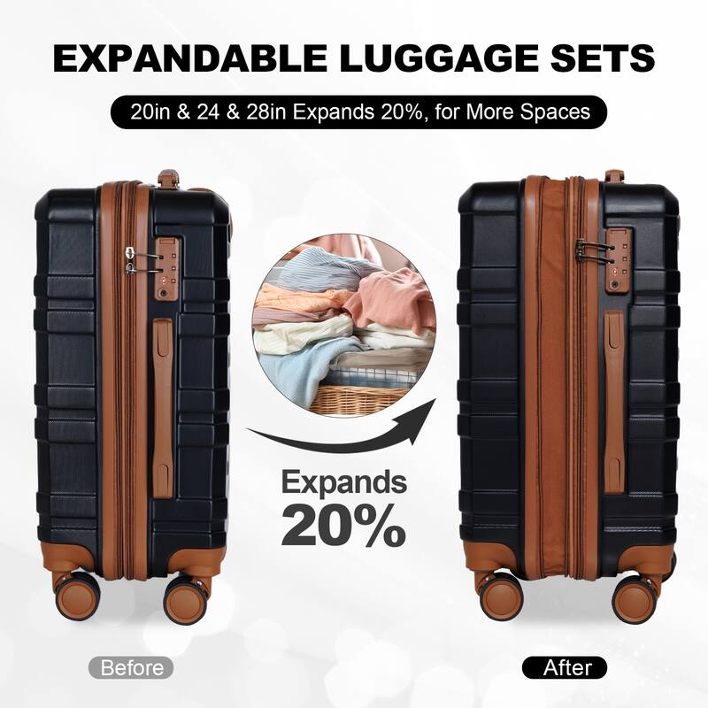 luggage sets 3 piece,carry-on luggage with wheels,check in luggage,28/24/20 inch luggage,tsa approved lock,hardshell suitcase