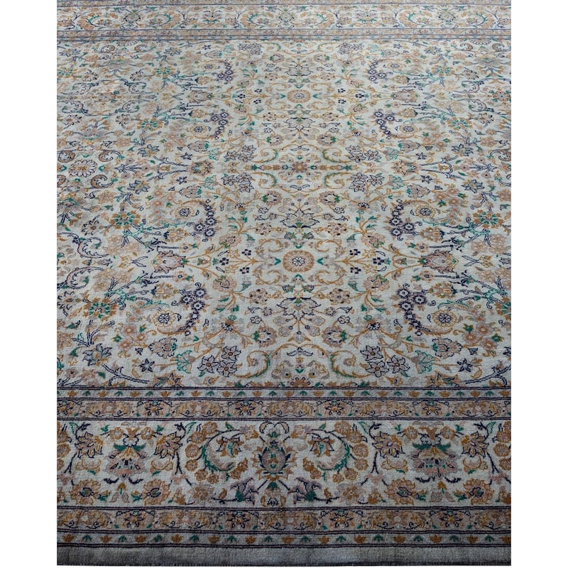 Overton Hand Knotted Wool Vintage Inspired Modern Contemporary Overdyed Gray Area Rug - 6' 2" x 9' 6"