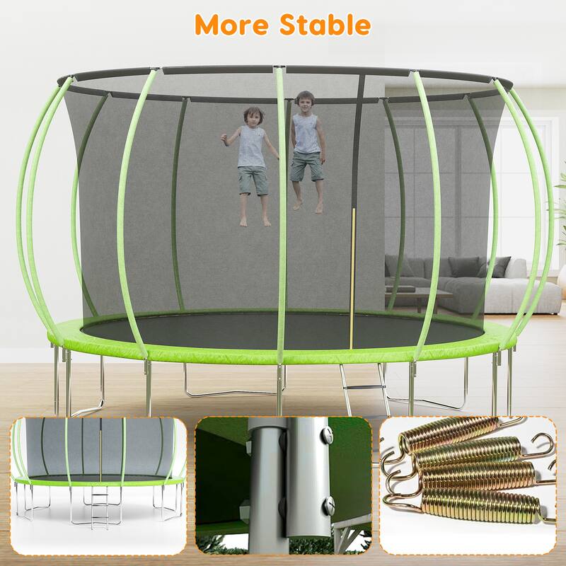 14FT Trampoline, Recreational Trampolines with Enclosure Net and Ladder