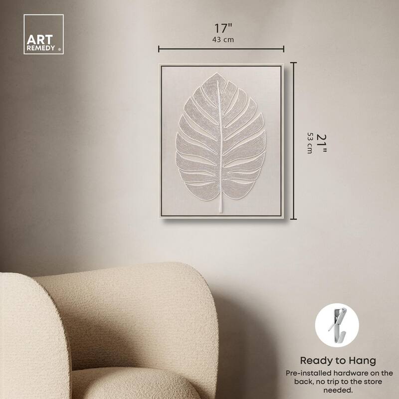 Linen Leaf I Canvas by Art Remedy