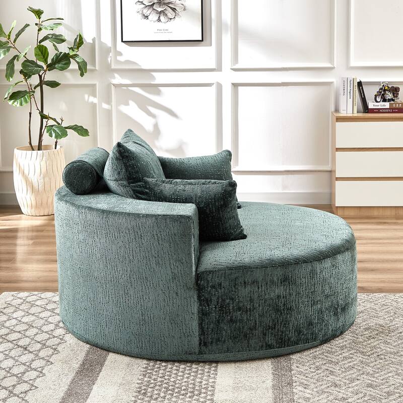55in Wide Chenille Sponge Single Sofa Fluffy Modern Sleeper Chair