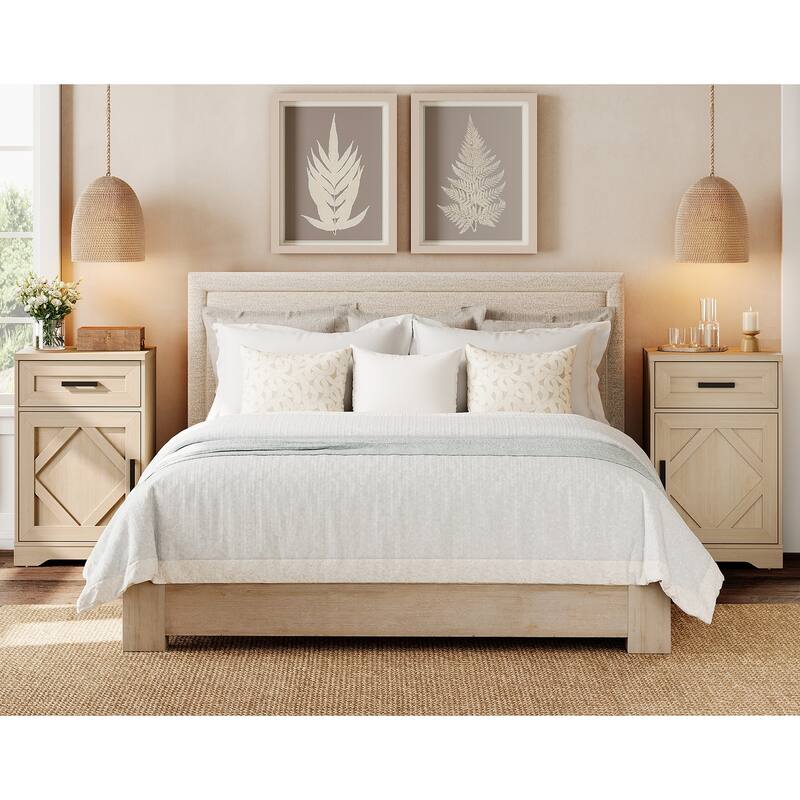 WAMPAT Nightstand with 1 Drawer&1 Door for Bedroom, Living Room