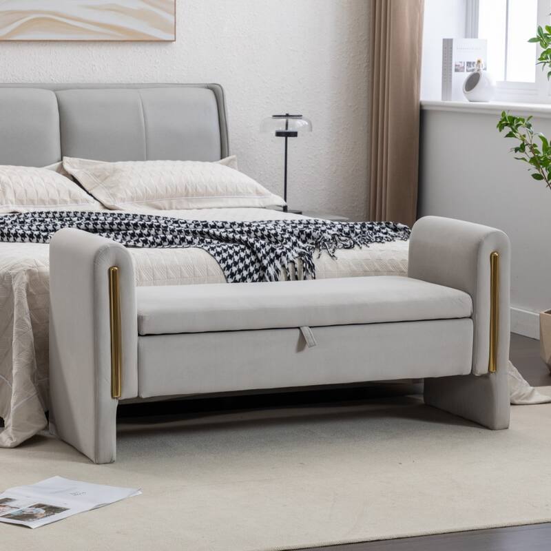 Velvet or Teddy Fabric Bedroom Storage Bench, Living Room Shoe Bench