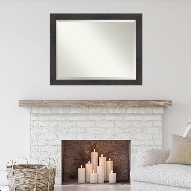 Beveled Wall Mirror - Rustic Plank Espresso Frame