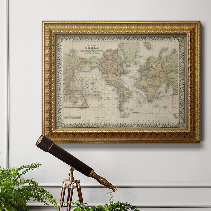 Mitchell's World Map Premium Framed Canvas- Ready to Hang