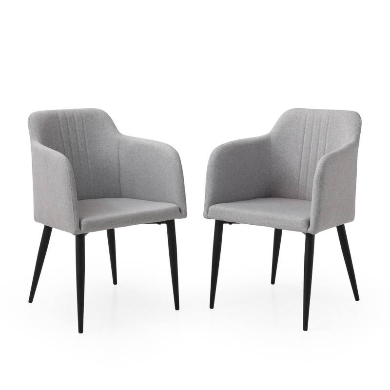 Set of 2 23-inch Arm Chairs with Black Metal Legs and Tufted Back - 23” x 21” x 36.5”