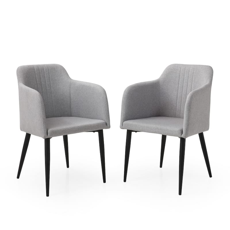 Set of Two 23" Light Gray And Black Upholstered Arm Chairs - 23' X '36.5' X '21