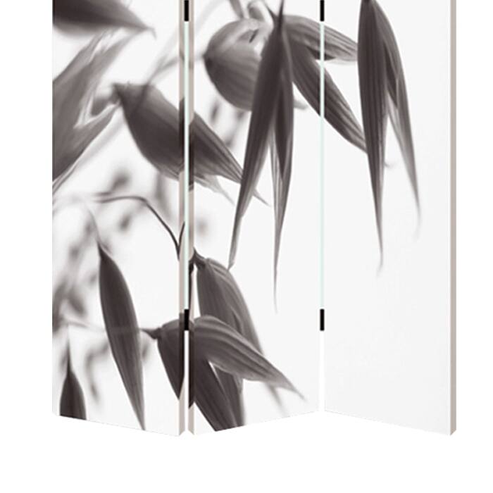 3 Panel Foldable Canvas Screen with Lily Print, Black and White - 6 x 12