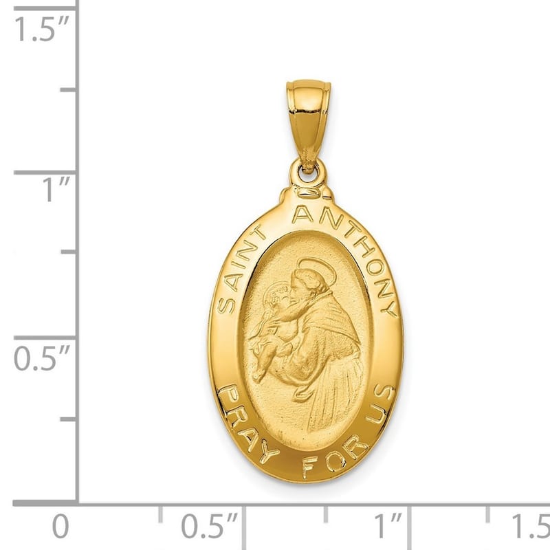Curata 14k Yellow Gold 18" 31.5x15.25mm Saint Anthony Oval Medal Pendant Necklace