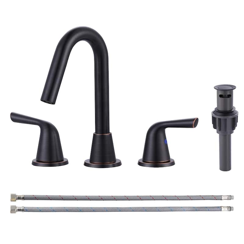 WOWOW 8 in. Widespread Double Handle Bathroom Faucet - Oil Rubbed Brown