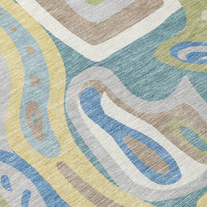 Machine Washable Indoor/ Outdoor Modern Picasy Chantille Rug