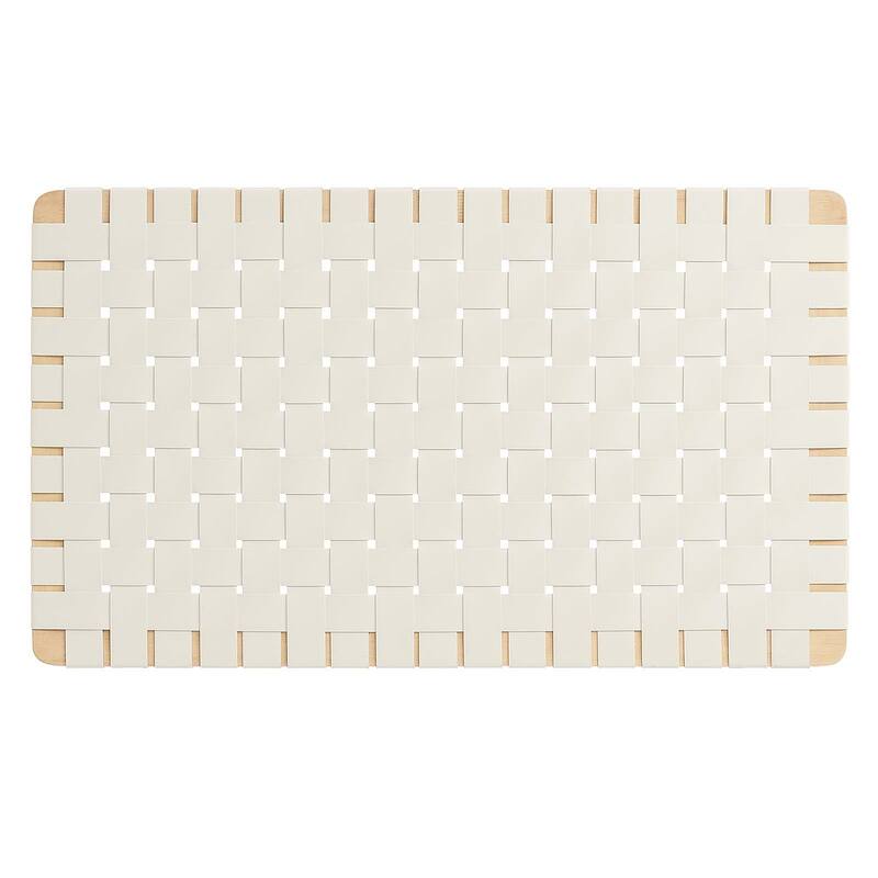 Ditmas Solid Wooden Off-White Leather Basket Weaved Floating Twin Size Headboard