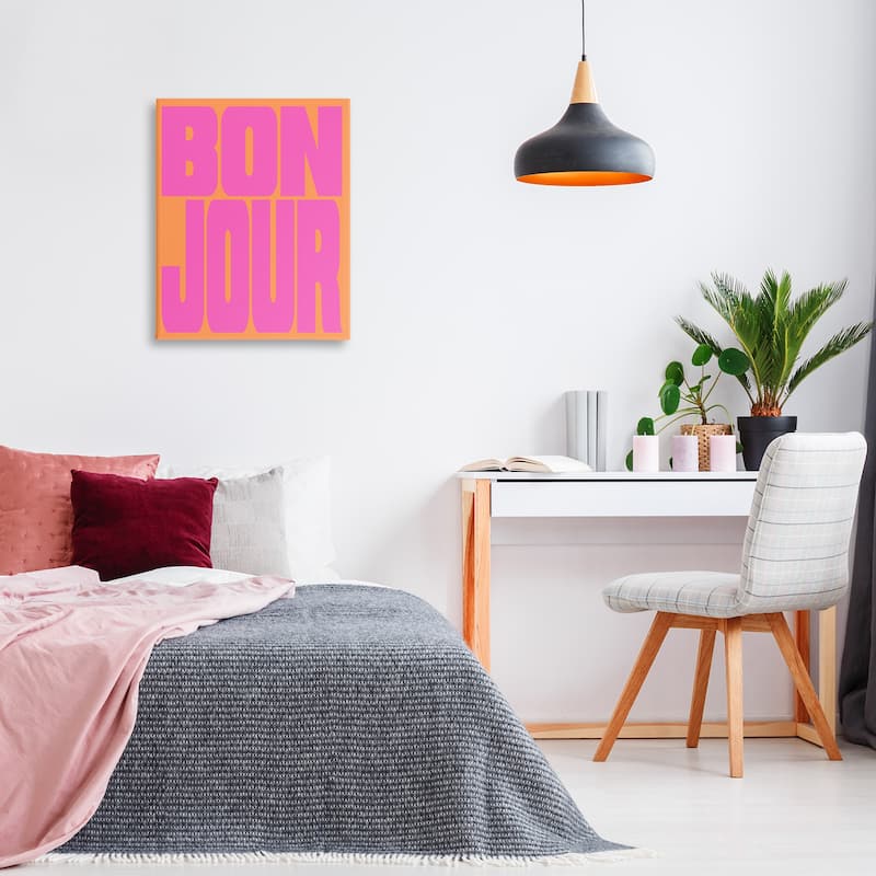 Stupell Bonjour Pink & Orange Canvas Wall Art Design By House of Lulu