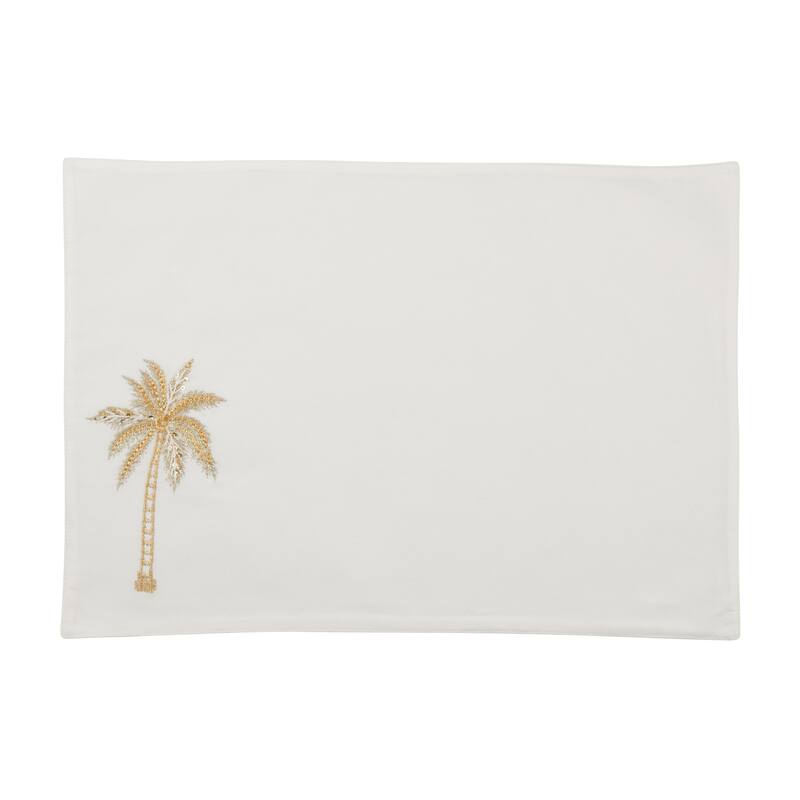 Palm Tree Placemat (Set of 4) - 13"x19" - Gold - Set of 4 - 13"x19"
