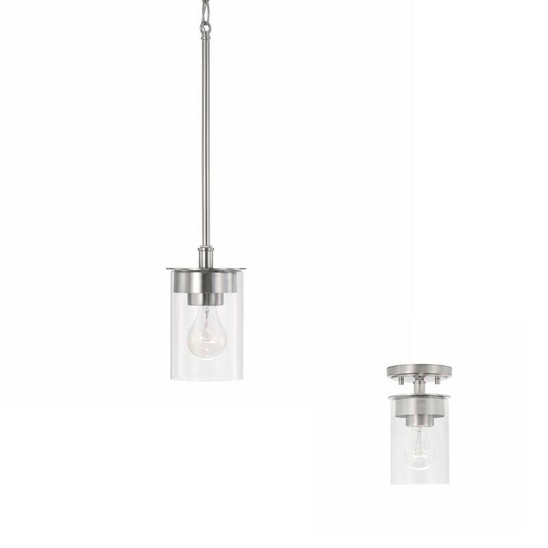 Mason 1-light Convertible Mini Pendant/ Semi-Flush Mount - Brushed Nickel