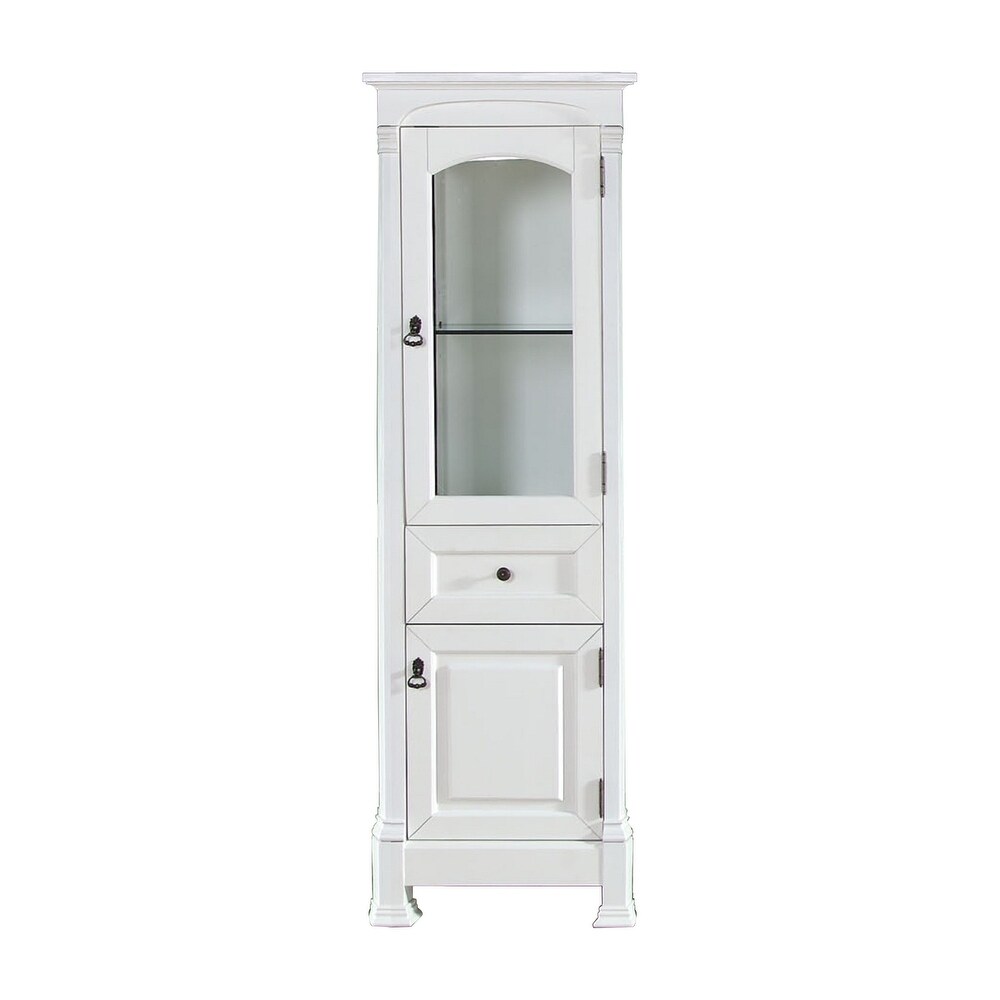 Brookfield 20 in. W x 16.26 in. D x 65 in. H Wall Mounted Bath Linen Cabinet with Glass Door in Bright White Brookfield 20 in. W x 16.26 in. D x 65 in. H Wall Mounted Bath Linen Cabinet with Glass Door in Bright White