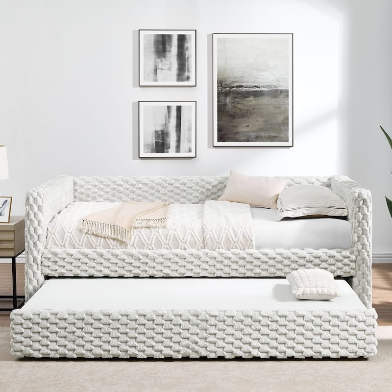 Upholstered Corduroy Fabric Twin Size Sofa Daybed