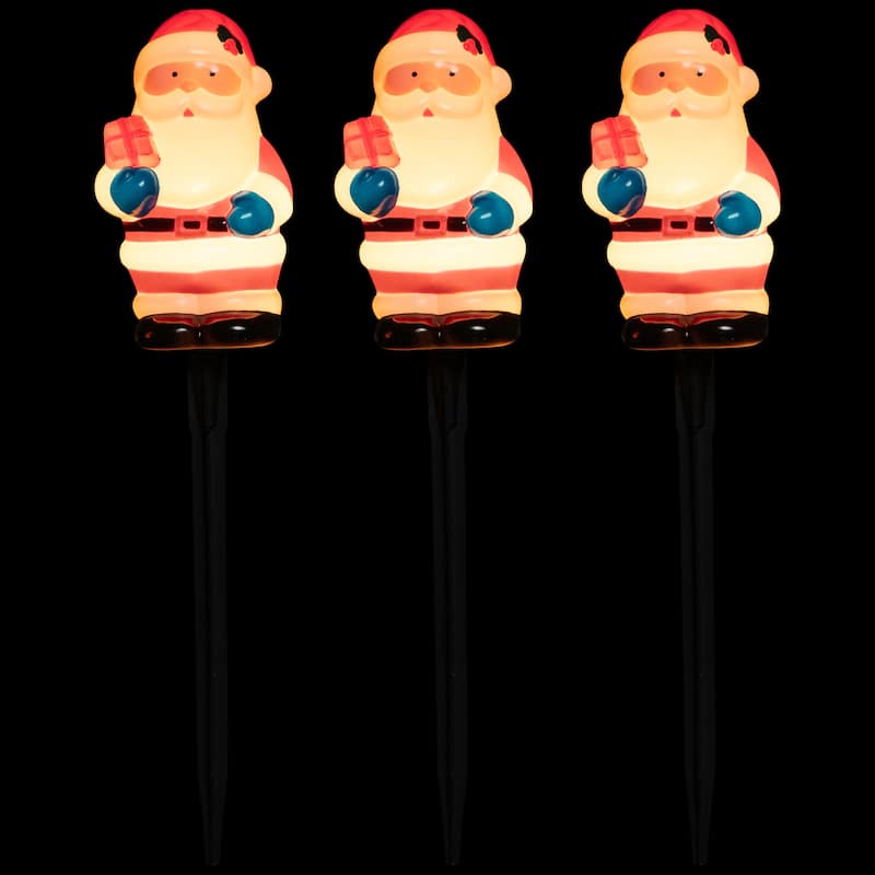 Set of 4 Lighted Santa Claus Christmas Pathway Markers 16"