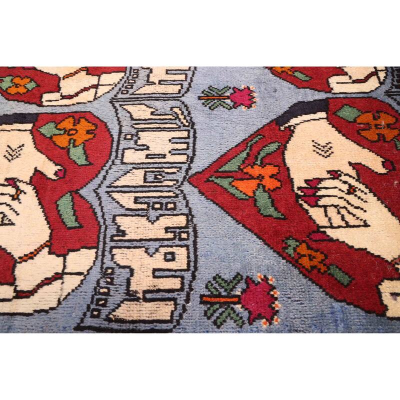 ECARPETGALLERY Hand-knotted Teimani Light Denim Blue Wool Rug - 2'11 x 5'9