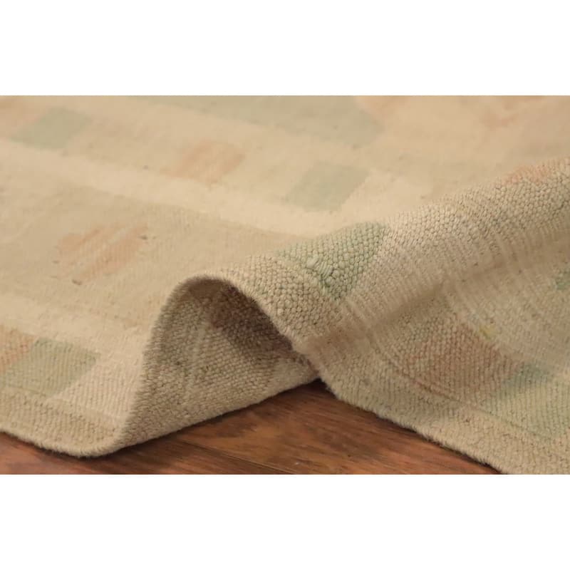 Hand Woven Oriental 100% Wool Carpet Southwestern Tribal Green Kilim Area Rug - 6' 4'' X 4' 7''