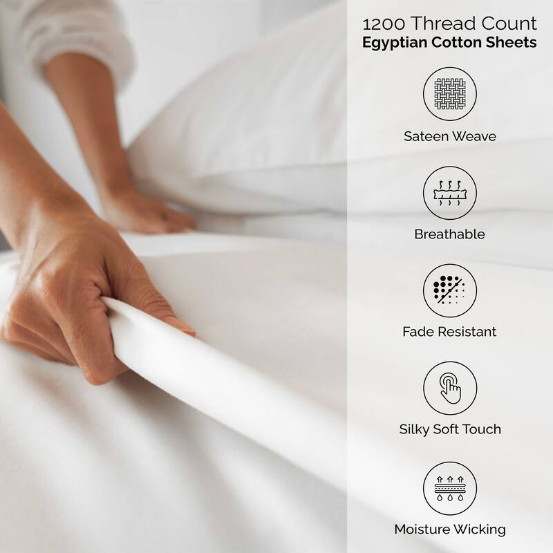 ﻿Superior 1200 Thread Count Egyptian Cotton Solid Bed Sheet Set