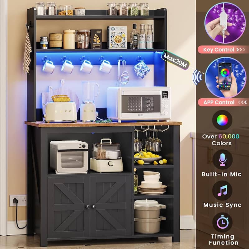 Baker's Rack Coffee Bar Cabinet Microwave Stand Kitchen Cabinet