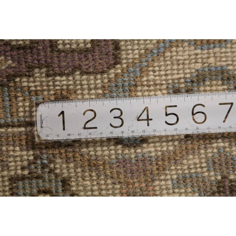 All-Over Floral Oushak Indian Runner Rug Hand-Knotted Wool Carpet - 2'6"x 7'9"