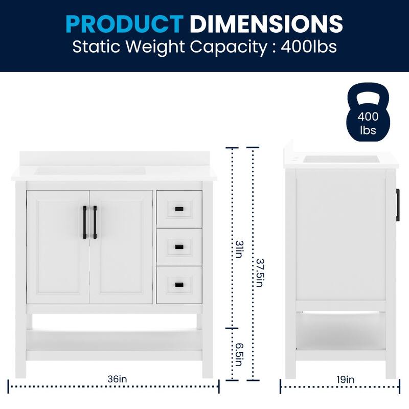 Bathroom Vanity with Sink, Open Storage, and Storage Drawers