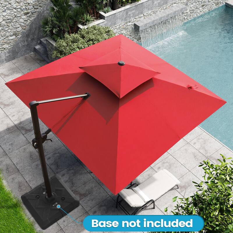 Outdoor 10FT Square Offset Cantilever Patio Umbrella 360-Degree Rotation