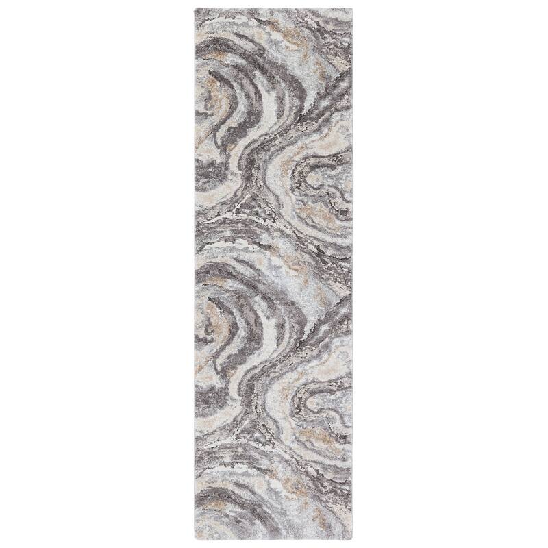 Gatlin Abstract Gray/ Cream Area Rug - 3' x 10' Runner