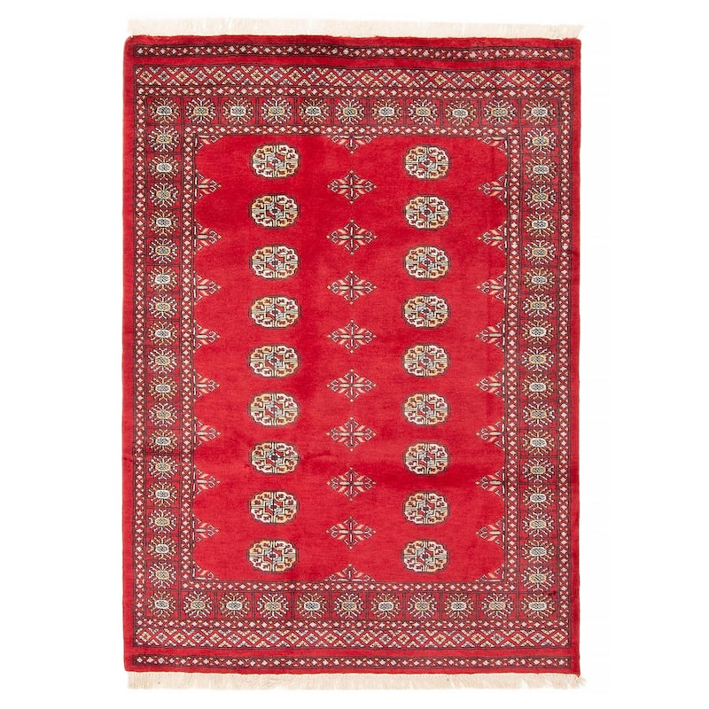 ECARPETGALLERY Hand-knotted Peshawar Bokhara Red Wool Rug - 4'2 x 5'10 - 4'2 x 5'10 - Red