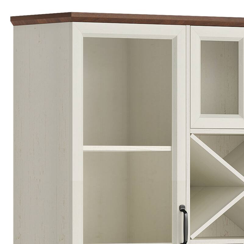 Moasis Kitchen Pantry Storage Cabinet with Mini Fridge Storage and Wall Mount Cabinet with Glass Doors