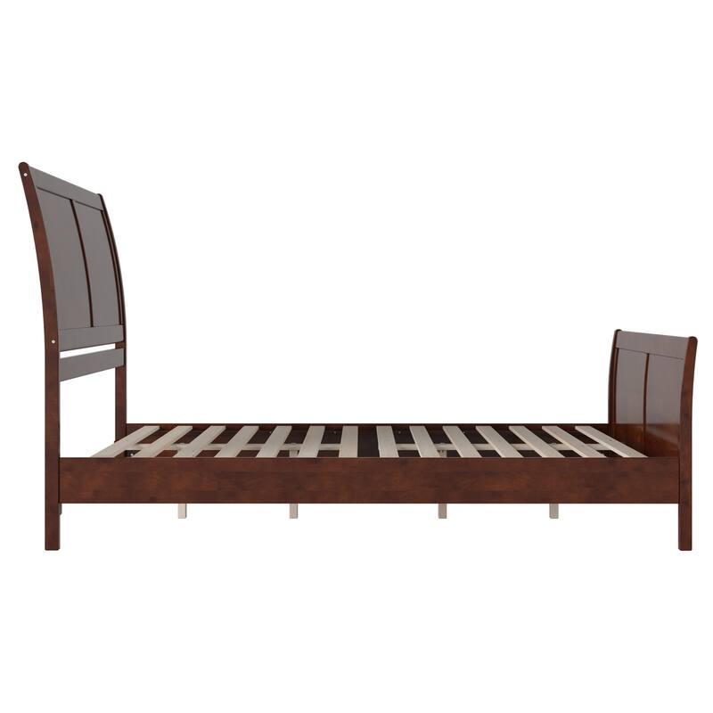 Valencia Solid Wood Low Profile Sleigh Platform Bed with Matching Footboard