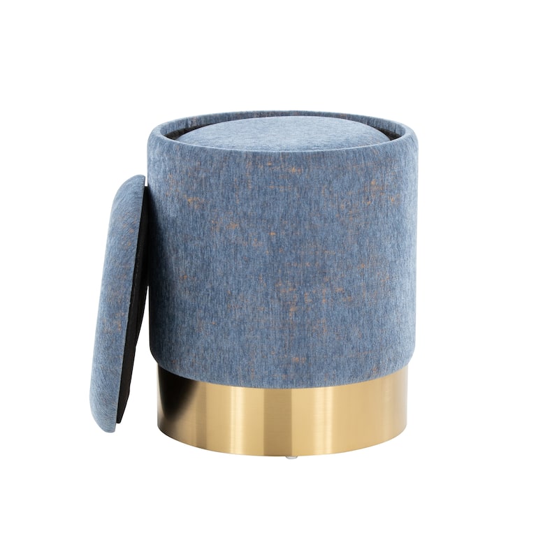 Marla Contemporary Nesting Ottoman Set in Gold Metal and Plush Fabric by LumiSource