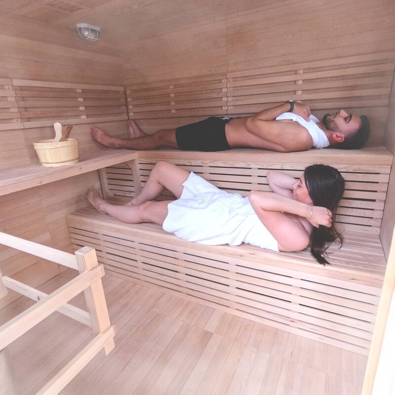 ALEKO 8 Person Canadian Hemlock Wet Dry Outdoor Sauna with Asphalt Roof