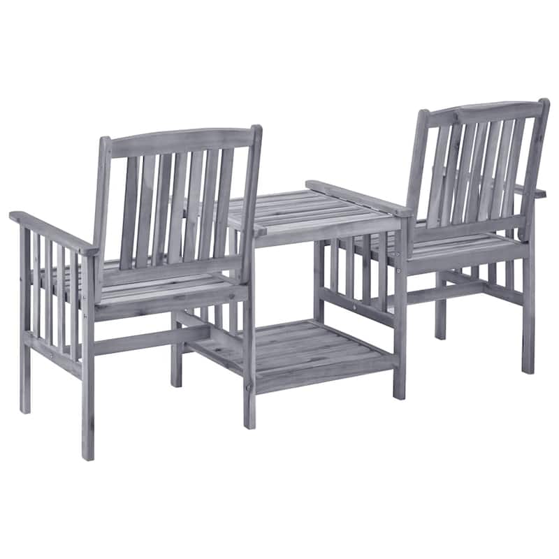 vidaXL Patio Bistro Set Table and Chairs Conversation Set Solid Acacia Wood - 62.6" x 24" x 36.2"