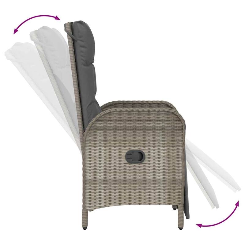 vidaXL Garden Dining Set with Cushion Grey Poly Rattan
