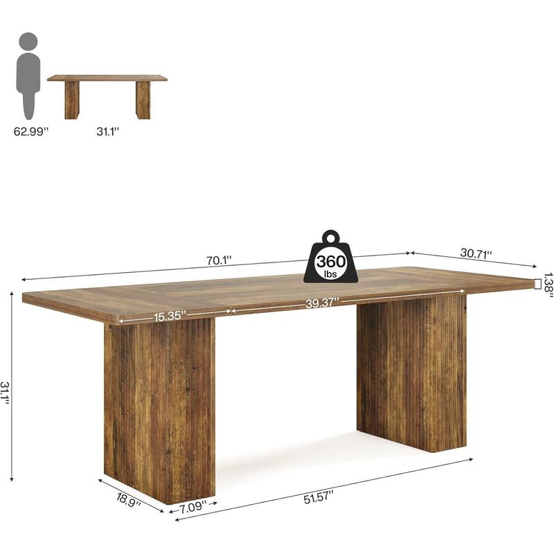 70.1-Inch Executive Desk, Large Engineered Wood Computer Office Desk