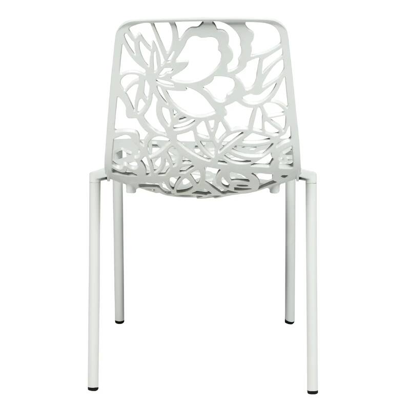 Devon Aluminum Floral Cutout Stackable Dining Chair for Dining Room, Patio, or Garden